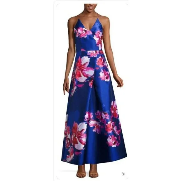 Floral Formal Dress S Strappy Bloom Ball Gown Pockets Prom Wedding Fairy Witch - Picture 1 of 14